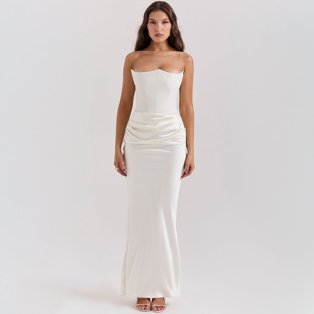 Sexy Strapless Tube Top Long Dress – Women’s Backless Bandeau Evening Gown for Parties & Formal Events