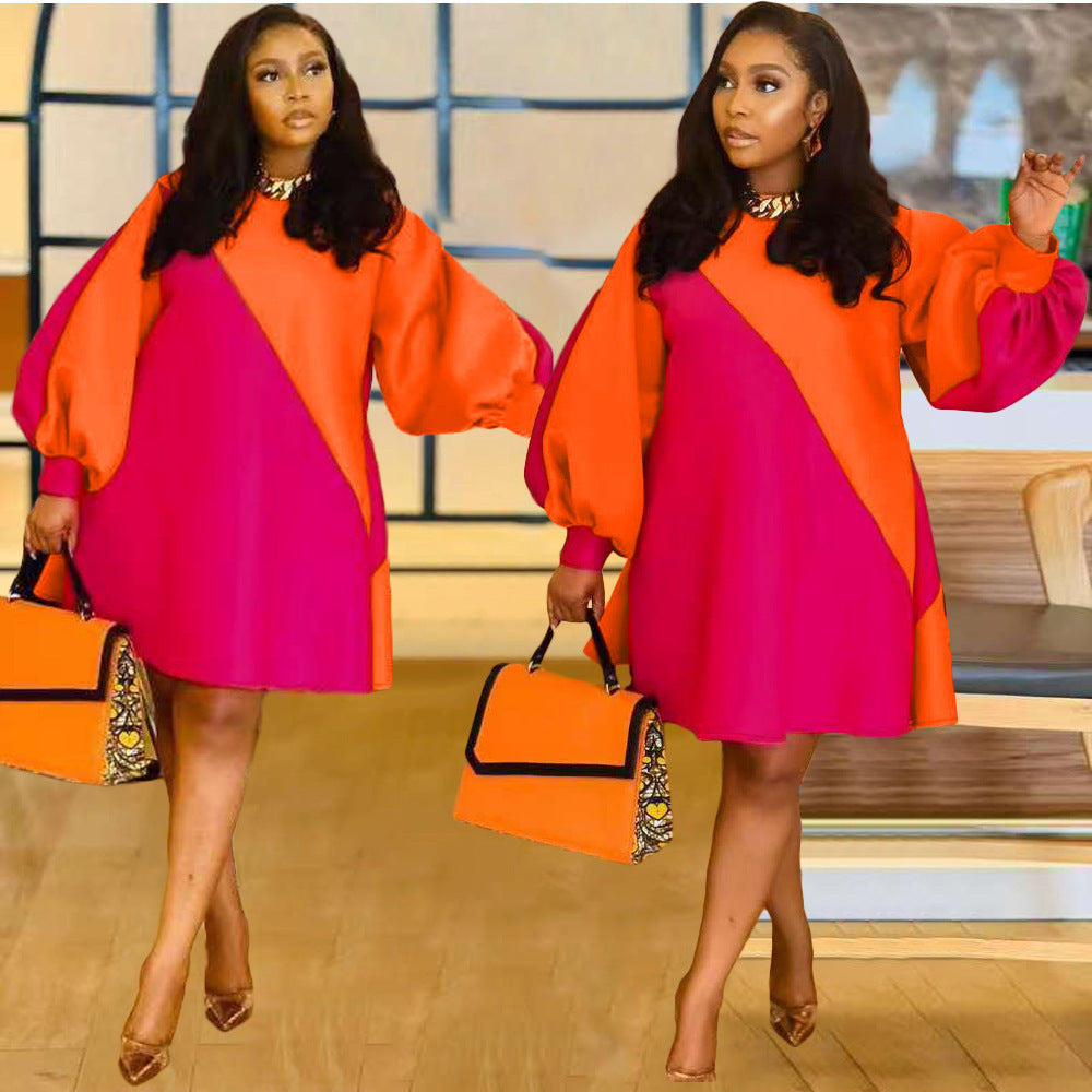 Women’s Puff Sleeve Casual Dress – Elegant Short Sleeve Midi Dress with Flowy Silhouette