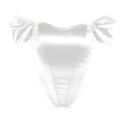 Women’s Fishbone Corset Tube Top – Structured Strapless Bustier Vest with Shoulder Wrap Detail