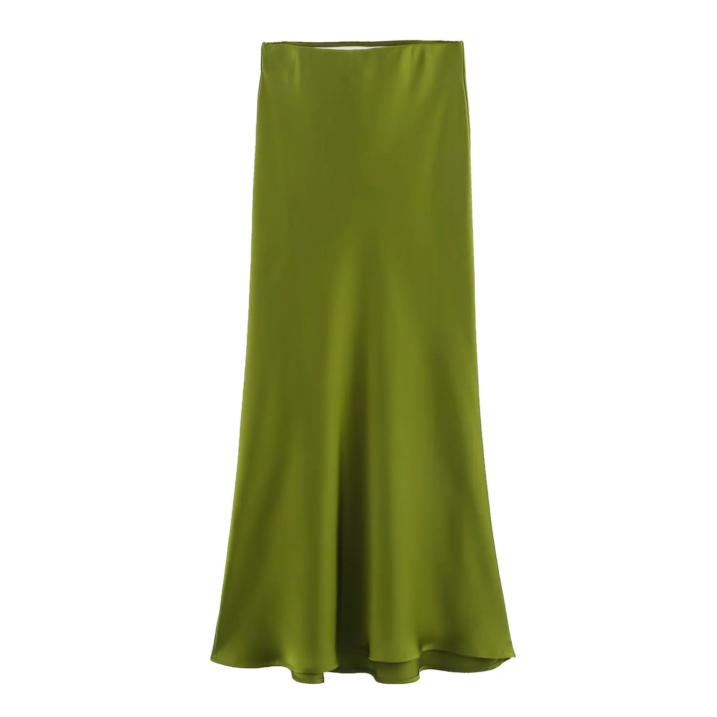 Elegant Satin Pleated Midi Skirt