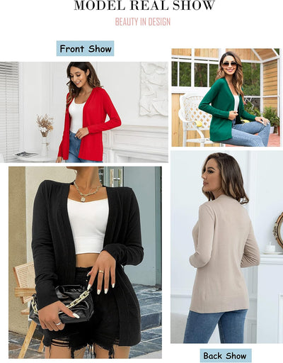 Women'S Cardigans Lightweight Long Sleeve Open Front Sweater Cardigan, S-XL