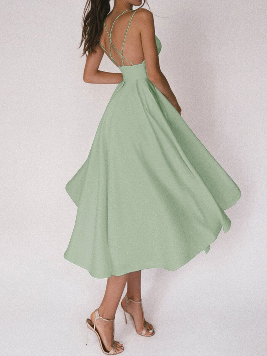 Sexy V-Neck A-Line Suspender Dress – Women’s Summer Long Flowy Sleeveless Sundress