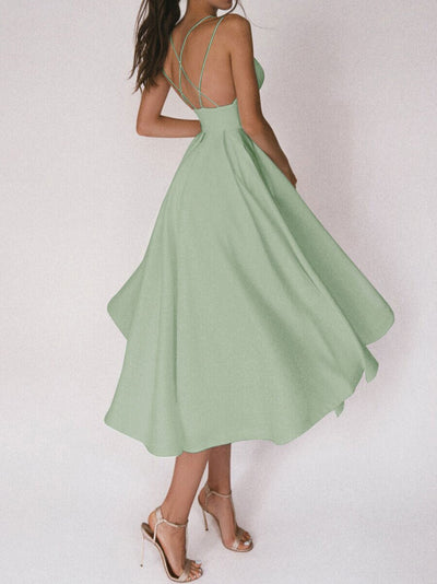 Sexy V-Neck A-Line Suspender Dress – Women’s Summer Long Flowy Sleeveless Sundress