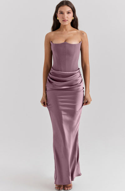 Sexy Strapless Tube Top Long Dress – Women’s Backless Bandeau Evening Gown for Parties & Formal Events