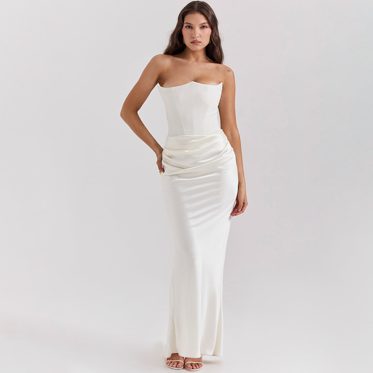Sexy Strapless Tube Top Long Dress – Women’s Backless Bandeau Evening Gown for Parties & Formal Events