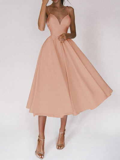 Sexy V-Neck A-Line Suspender Dress – Women’s Summer Long Flowy Sleeveless Sundress