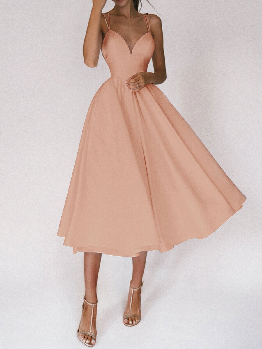 Sexy V-Neck A-Line Suspender Dress – Women’s Summer Long Flowy Sleeveless Sundress