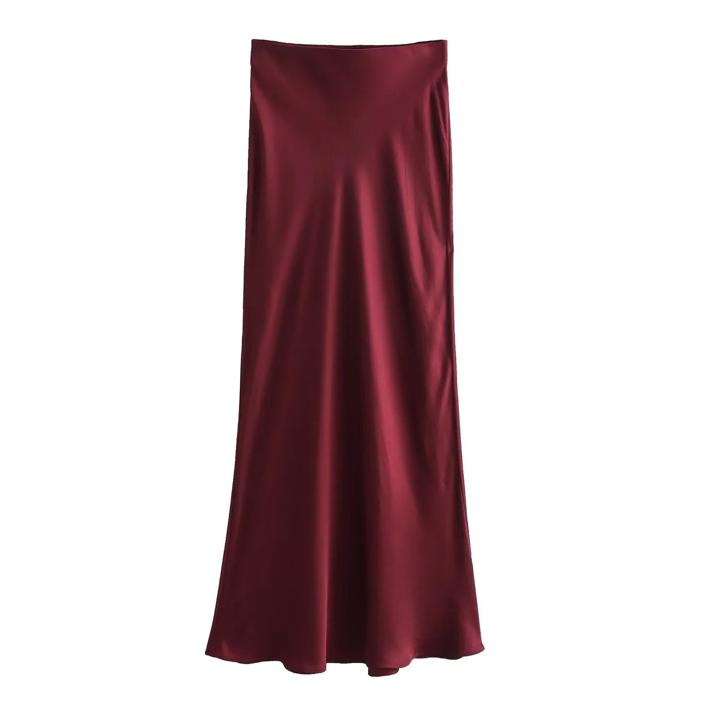 Elegant Satin Pleated Midi Skirt