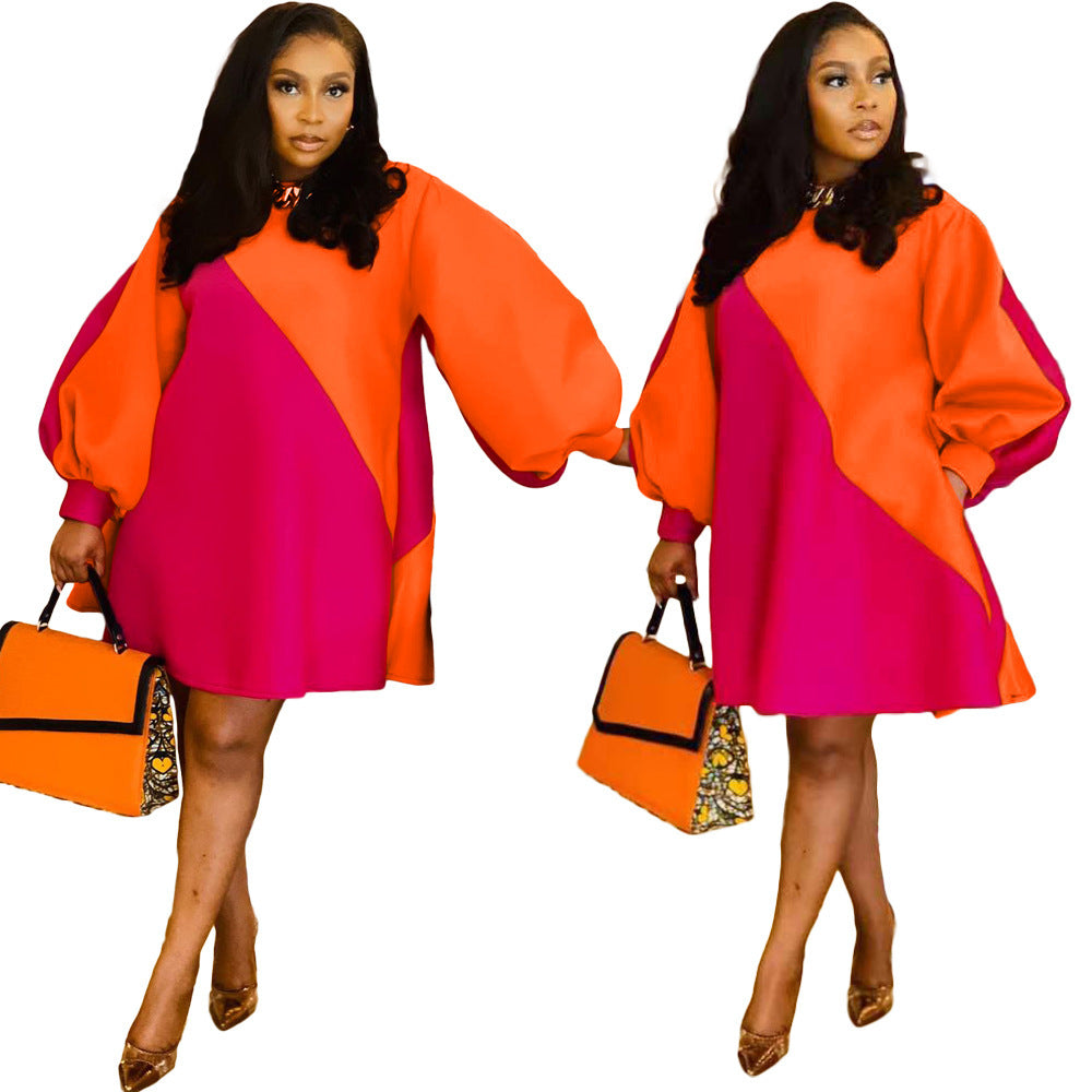 Women’s Puff Sleeve Casual Dress – Elegant Short Sleeve Midi Dress with Flowy Silhouette