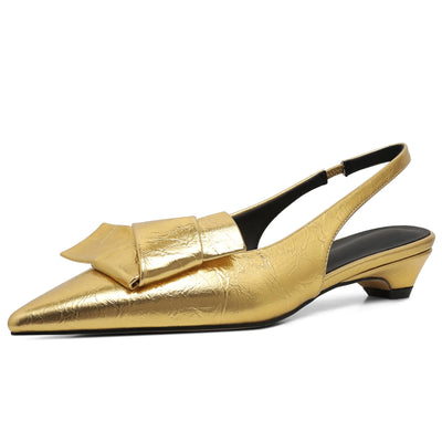 Gold Kitten Heel Elegance Pumps