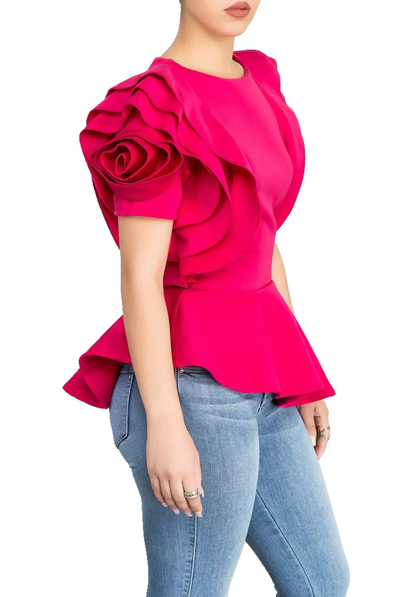 Blansdi Women's Peplum Ruffle Top