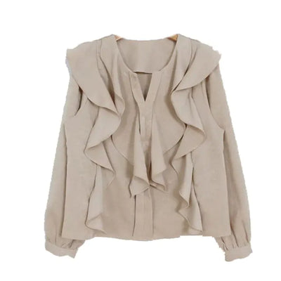Chic Apricot Bowknot Office Shirt