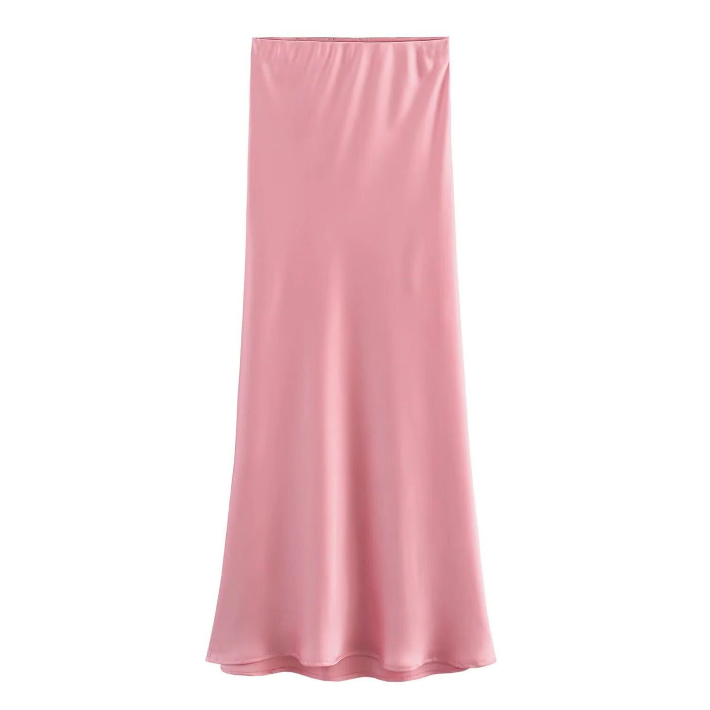 Elegant Satin Pleated Midi Skirt