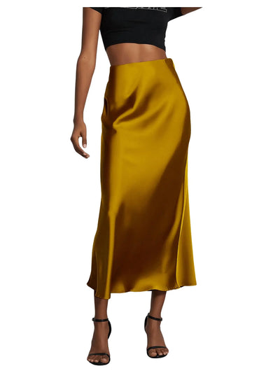 Elegant Satin Flare Midi Skirt