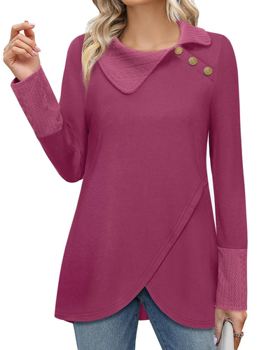 Bebonnie Plus Size Dressy Tunic Tops in Raspberry Red
