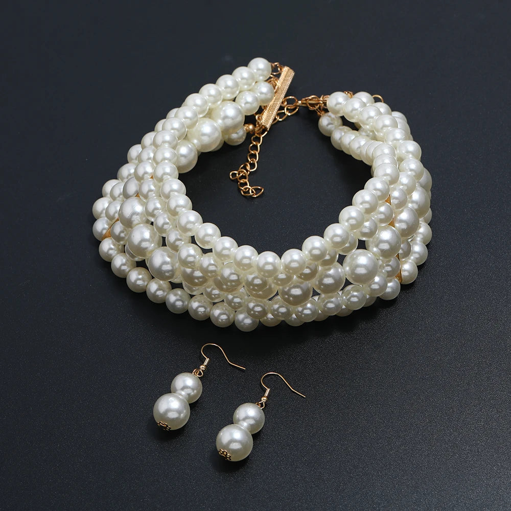 Elegant Pearl Necklace & Earring Set – Timeless Jewelry