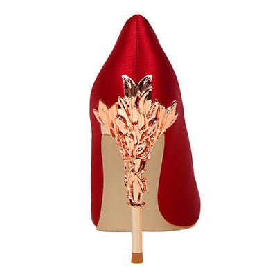 Sharp Signature Chic Metal Carved Pointed Toe Fashion Heel