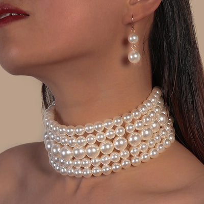 Elegant Pearl Necklace & Earring Set – Timeless Jewelry