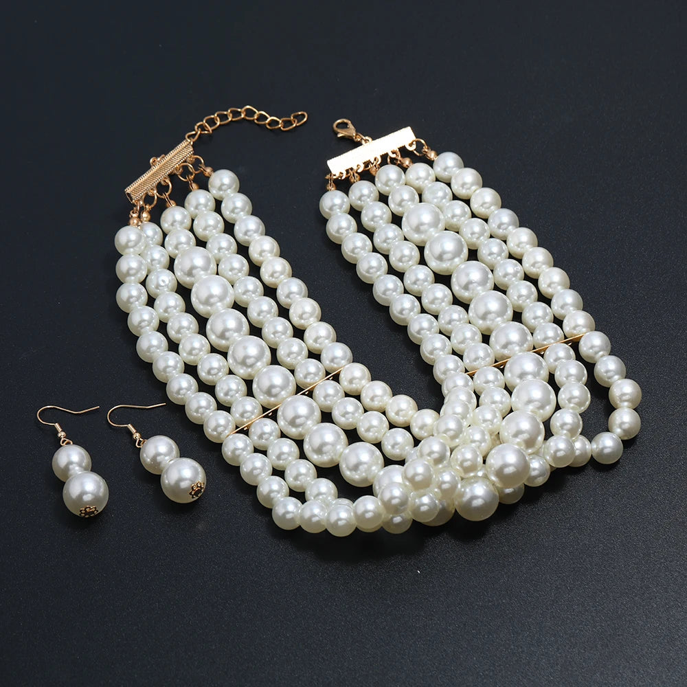 Elegant Pearl Necklace & Earring Set – Timeless Jewelry