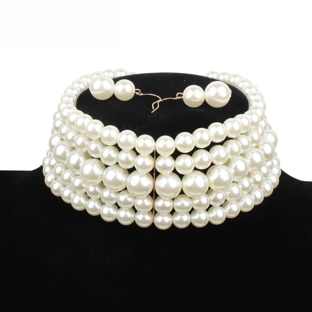 Elegant Pearl Necklace & Earring Set – Timeless Jewelry