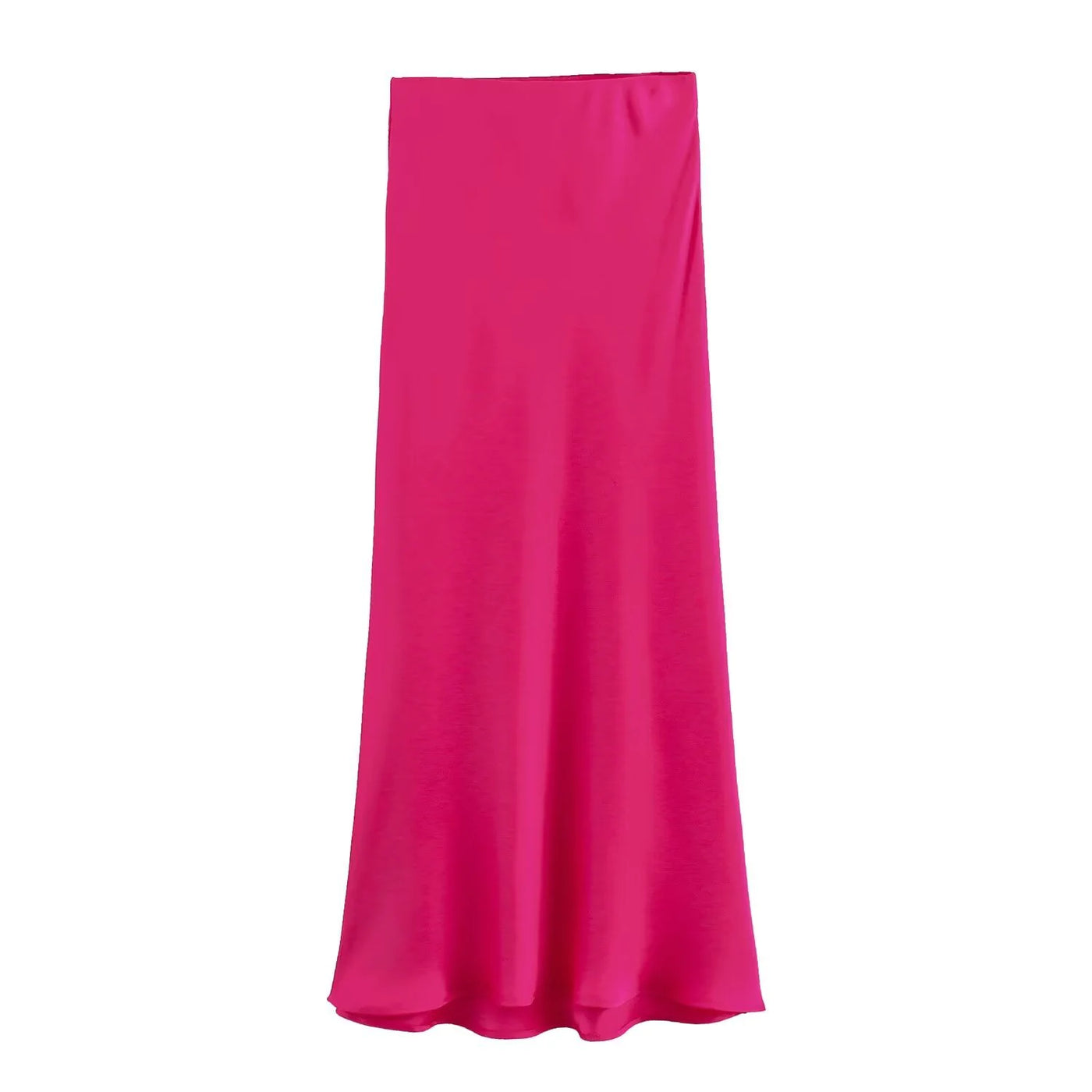 Elegant Satin Pleated Midi Skirt