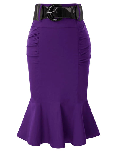 Belle Poque Elegant High Waist Pencil Midi Skirt