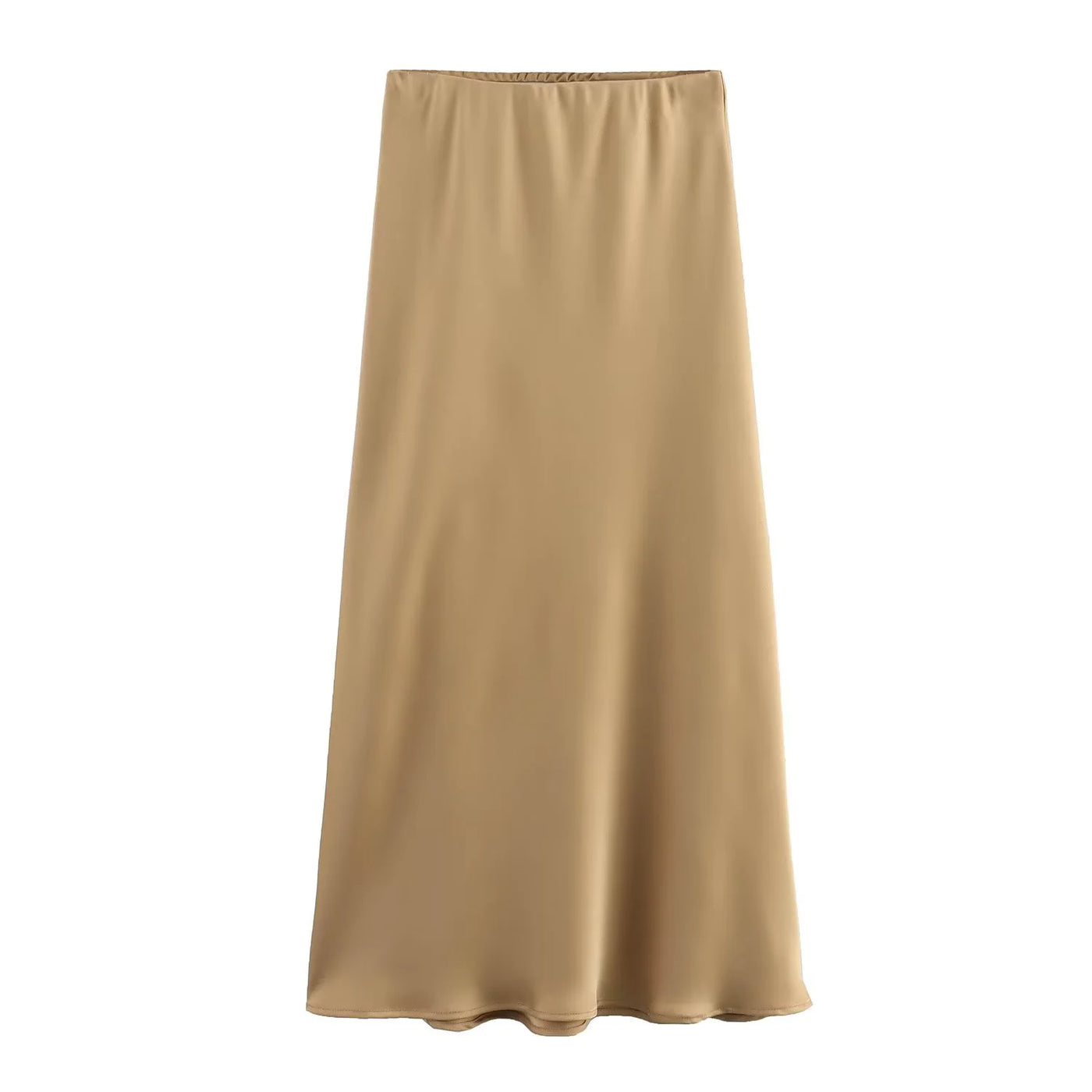 Elegant Satin Pleated Midi Skirt