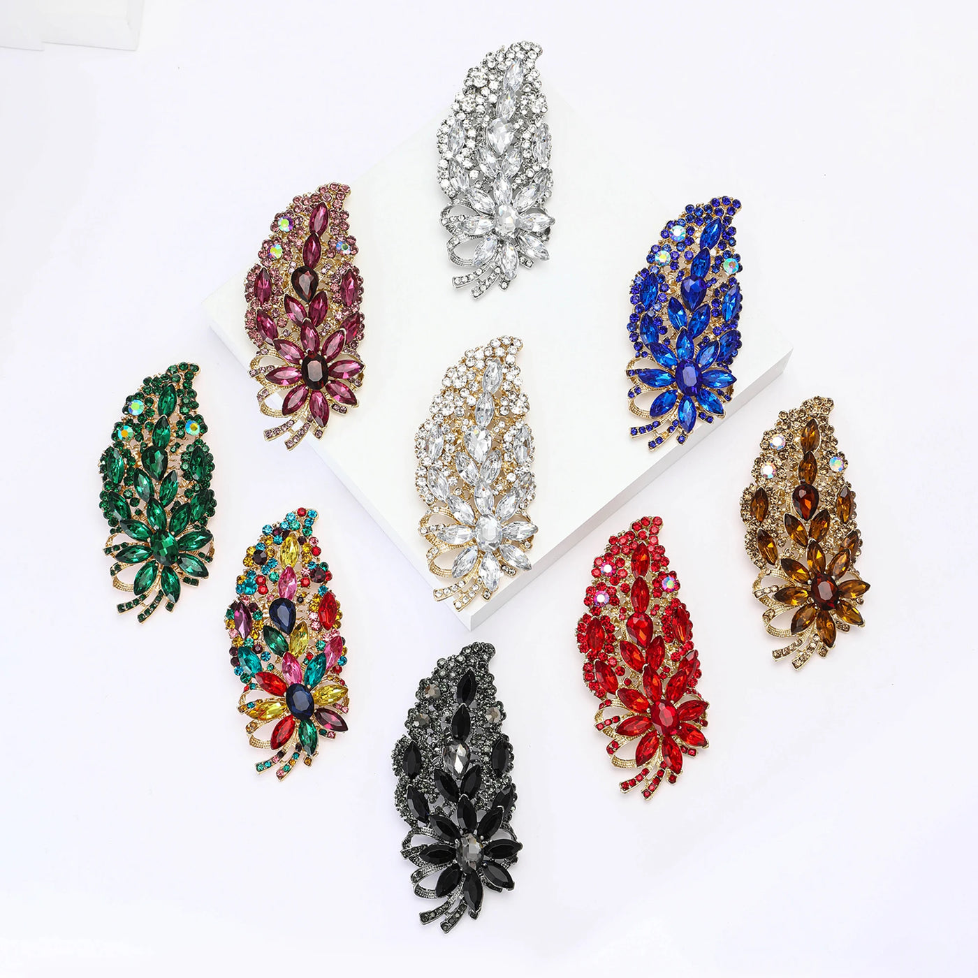 Glamorous Vibrant Rhinestone Flower Brooch