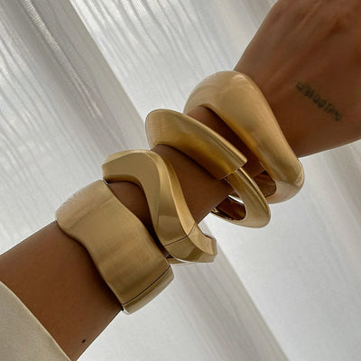 Chunky Heavy Wide Metal Water Drop Bangles