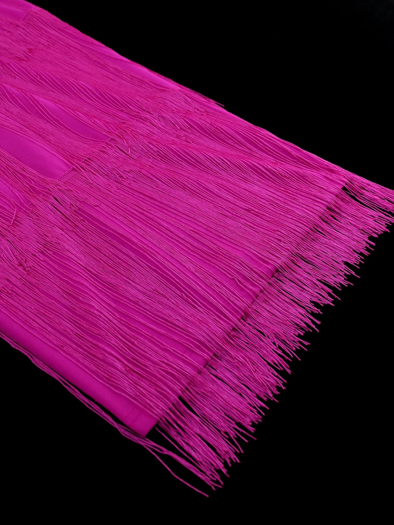 Sharp & Sophisticated Rose Red Knee Length Fringe Dress
