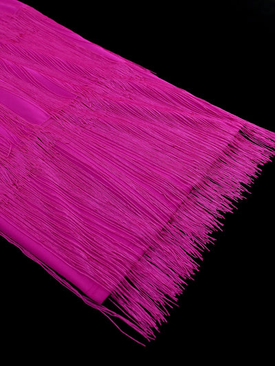 Sharp & Sophisticated Rose Red Knee Length Fringe Dress