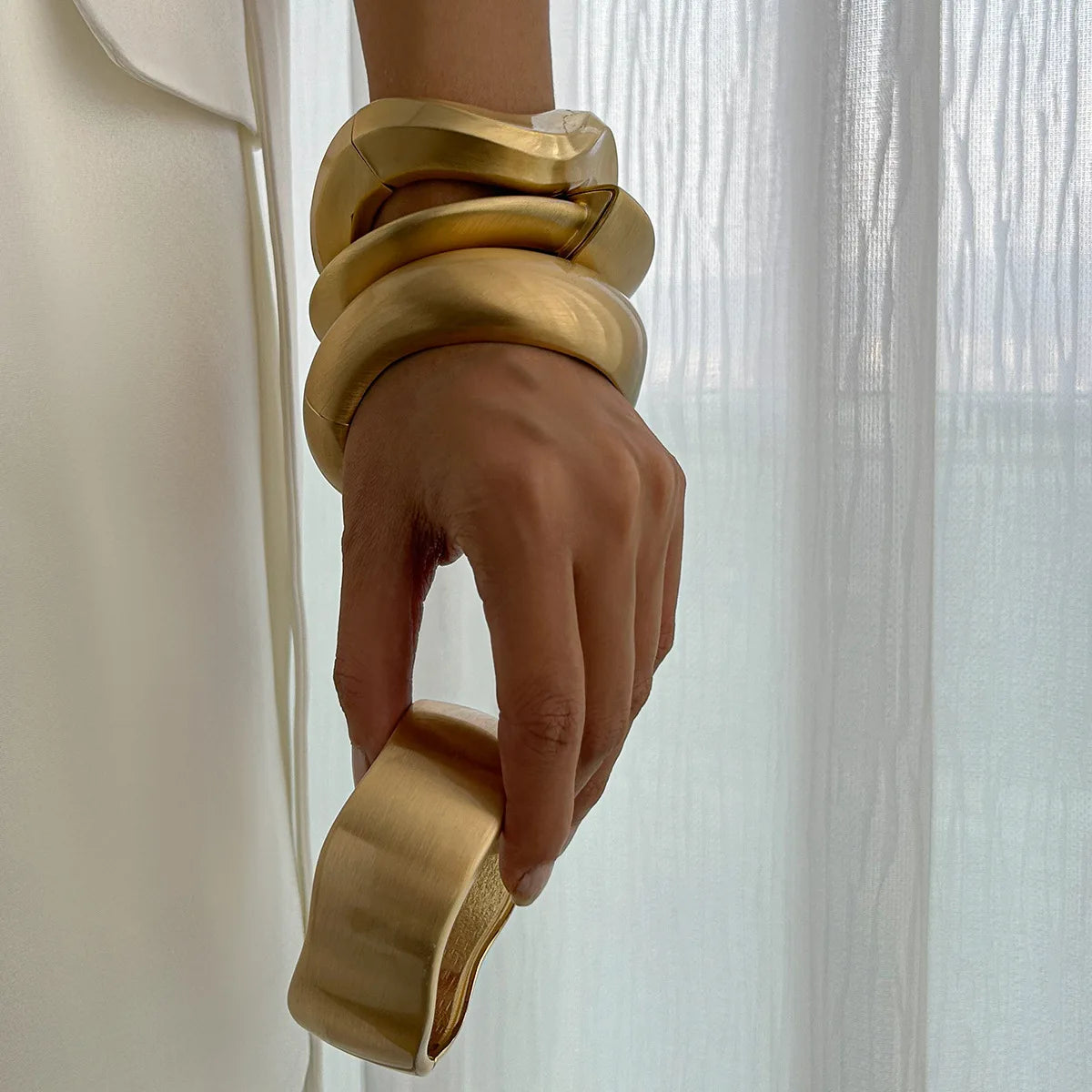 Chunky Heavy Wide Metal Water Drop Bangles