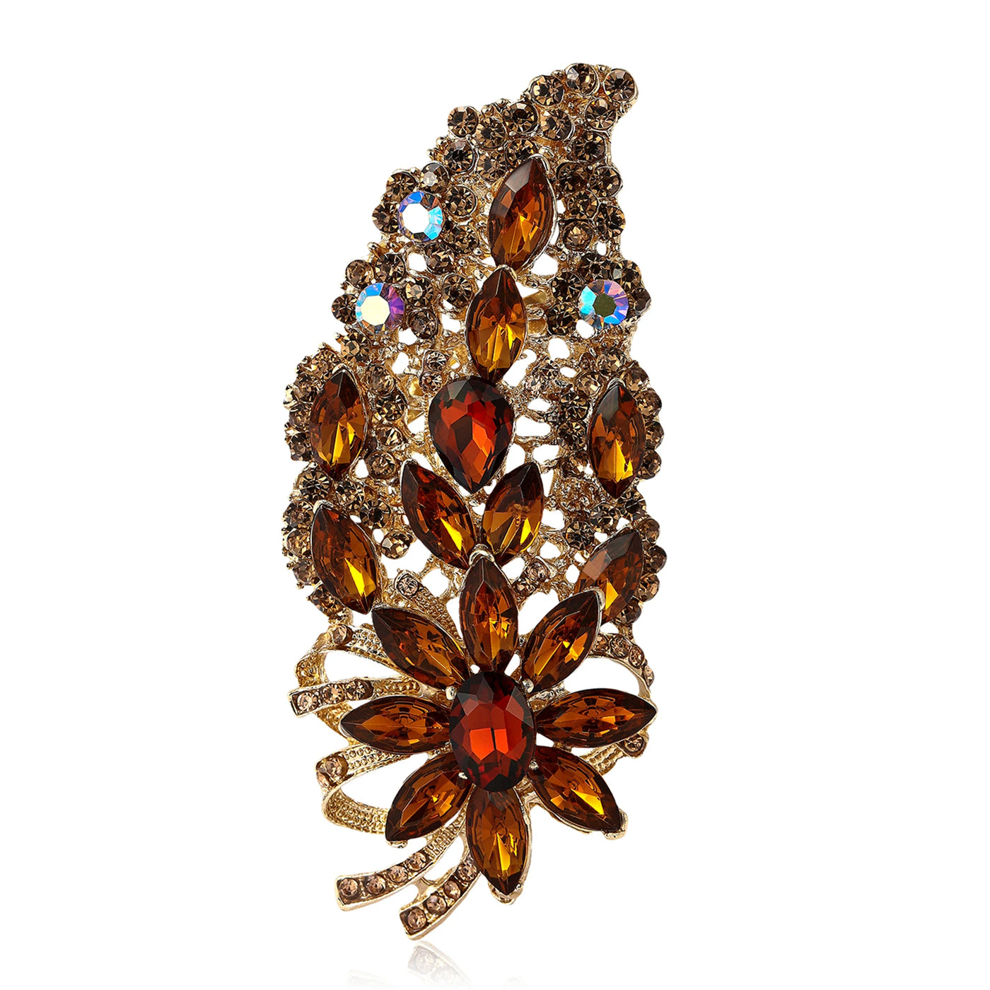 Glamorous Vibrant Rhinestone Flower Brooch
