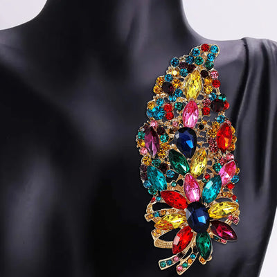 Glamorous Vibrant Rhinestone Flower Brooch
