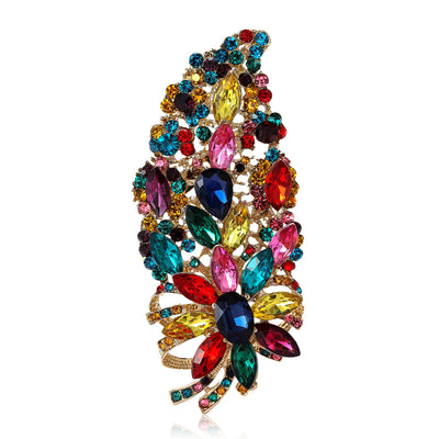 Glamorous Vibrant Rhinestone Flower Brooch