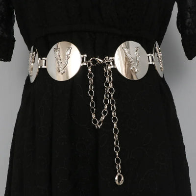 Designer Round Gold Color Alphabet Waist Chain Belt