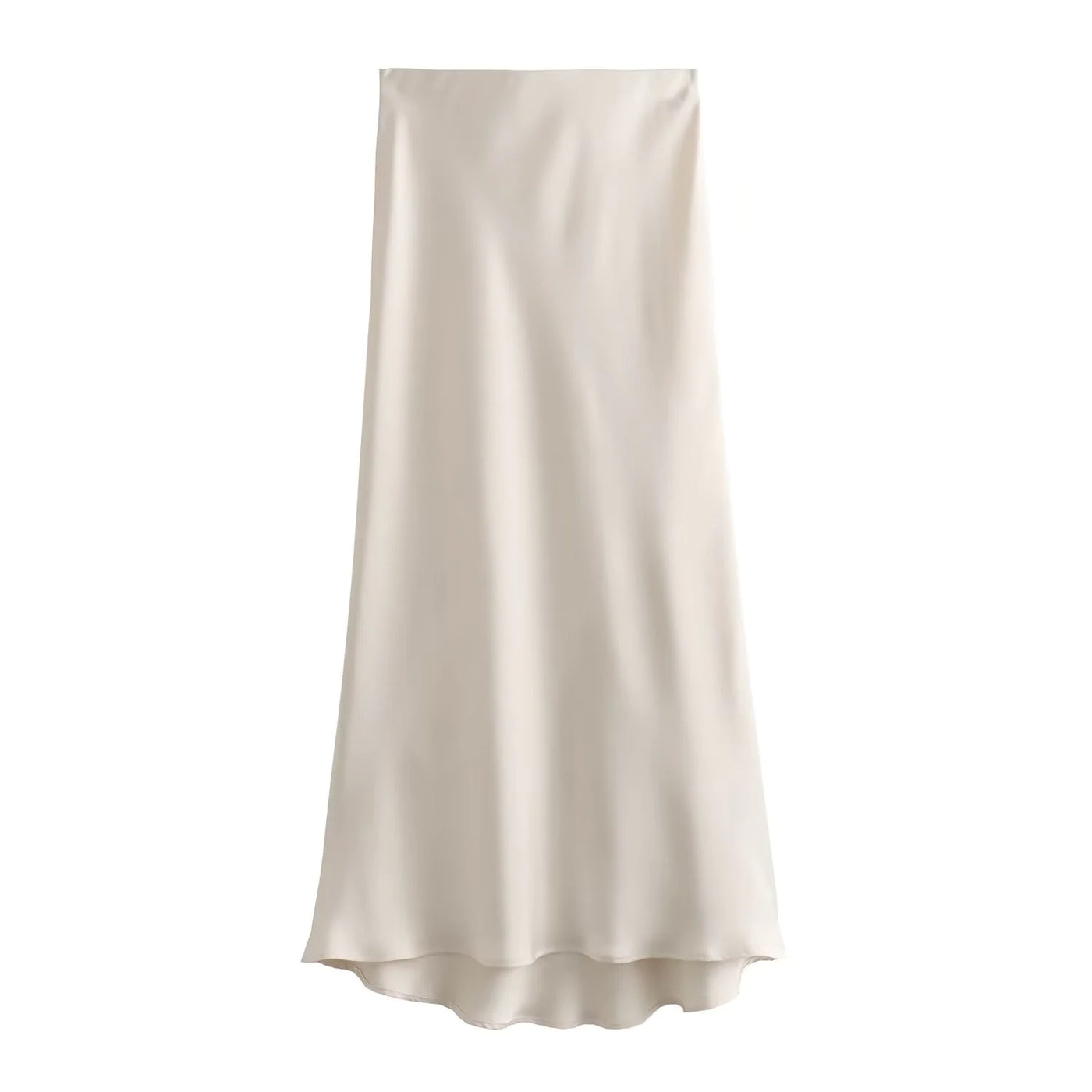 Elegant Satin Pleated Midi Skirt