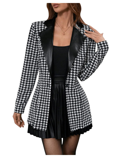 Chic Houndstooth Office Blazer - Women's Large