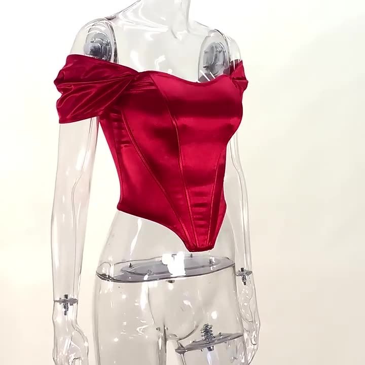 Women’s Fishbone Corset Tube Top – Structured Strapless Bustier Vest with Shoulder Wrap Detail
