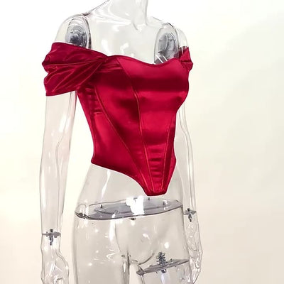 Women’s Fishbone Corset Tube Top – Structured Strapless Bustier Vest with Shoulder Wrap Detail