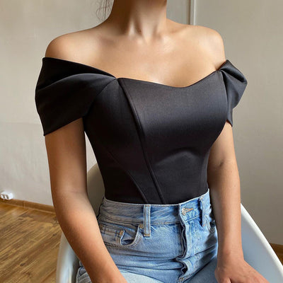 Women’s Fishbone Corset Tube Top – Structured Strapless Bustier Vest with Shoulder Wrap Detail