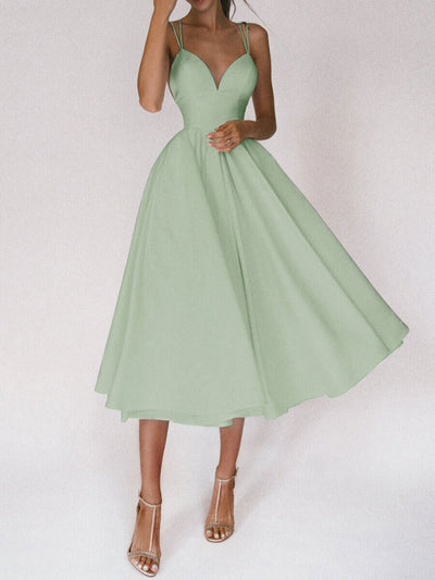 Sexy V-Neck A-Line Suspender Dress – Women’s Summer Long Flowy Sleeveless Sundress
