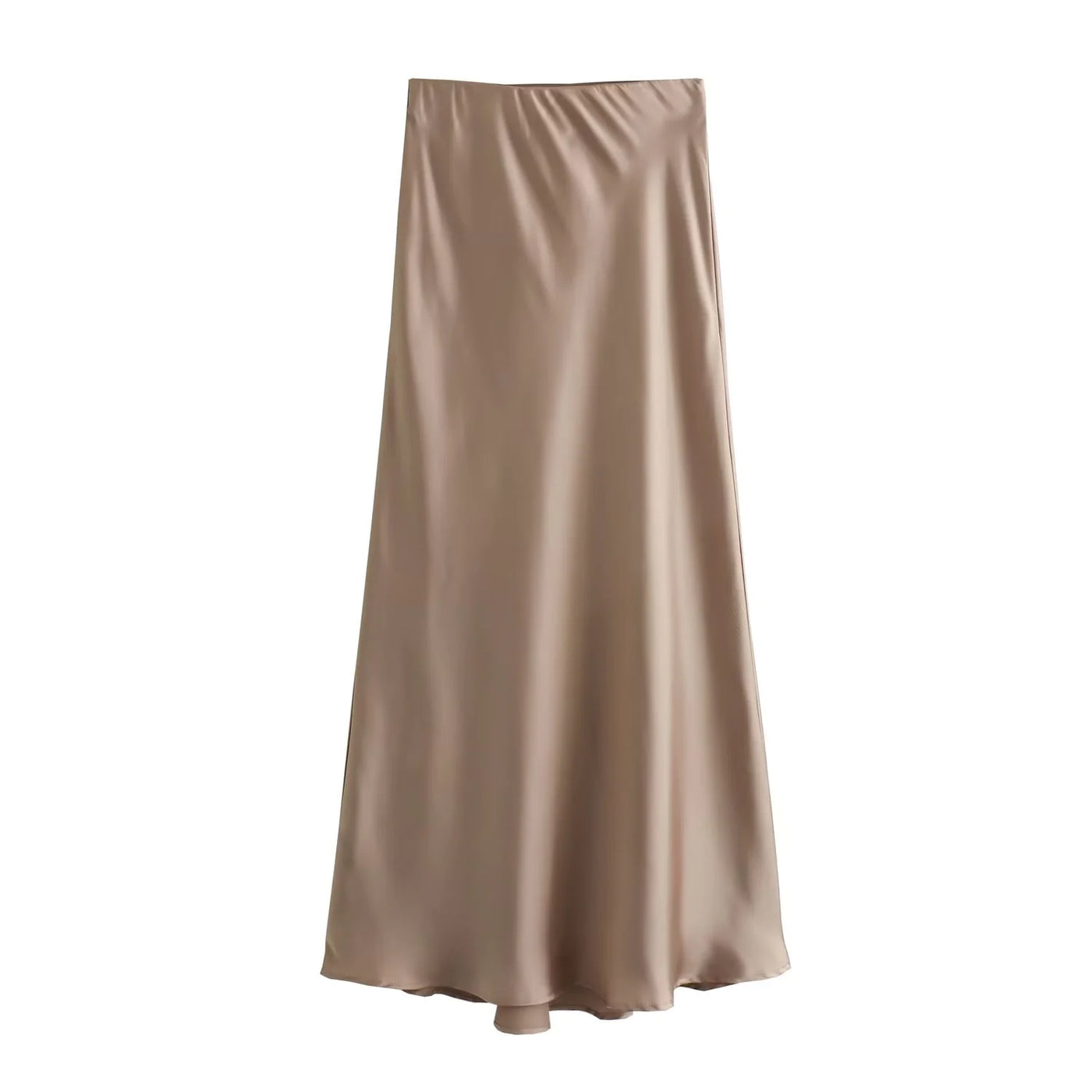 Elegant Satin Pleated Midi Skirt