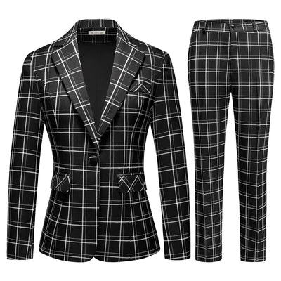 Elegance Femme Plaid Blazer & Pant Set