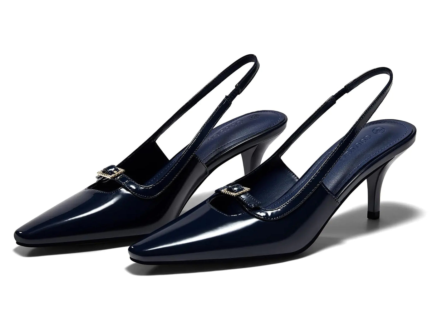 Chic Navy Slingback Pumps with Kitten Heel