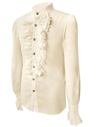 Victorian Steampunk Ruffled Jacket - Beige Gothic Corset Top
