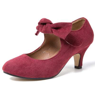 Elegant Velvet Bow Kitten Heels