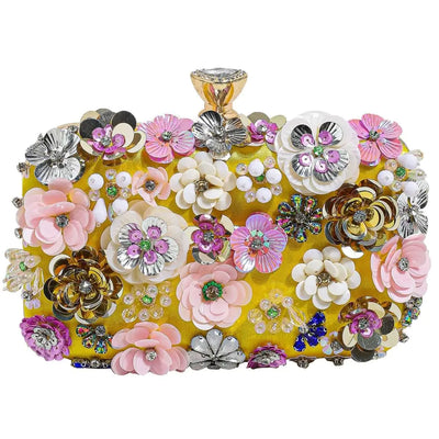 Floral Elegance Satin Evening Clutch
