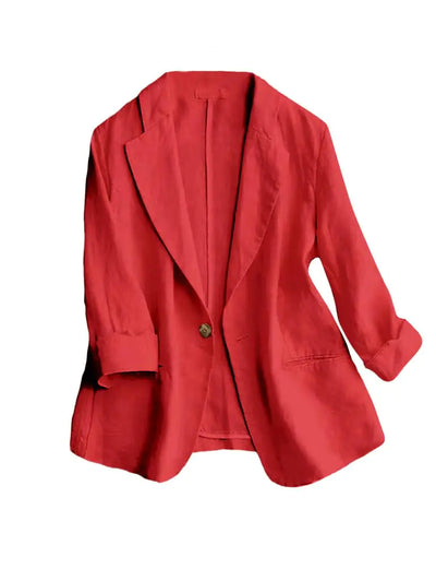 Business Casual Red Blazer - Soft Cotton Linen Fabric
