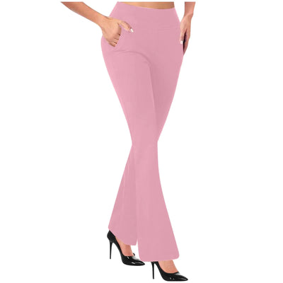 Chic Bootcut Office Slacks - High Waist, Stretch Fabric, Yoga Comfort